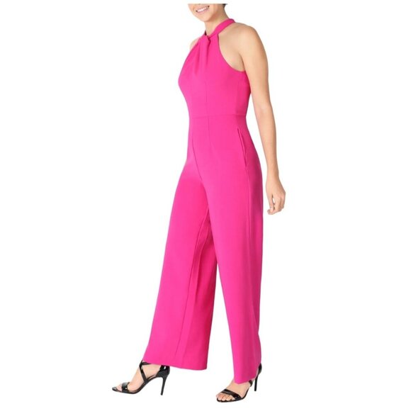 Julia Jordan NWT Knot Neck Neon Pink Halter Jumpsuit - Picture 3 of 10